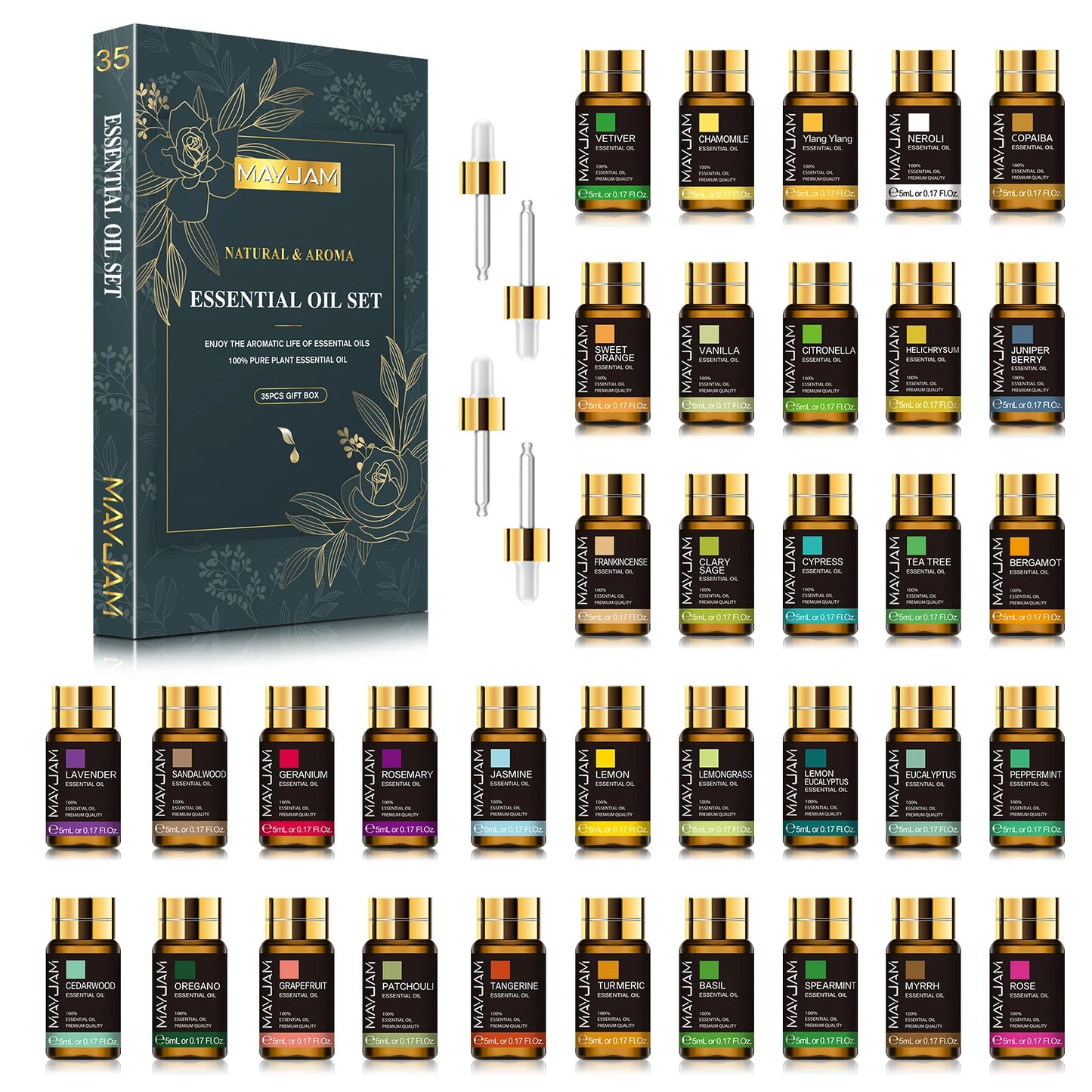 MAYJAM 35Piece Essential Oils Set For Diffusers And Humidifiers