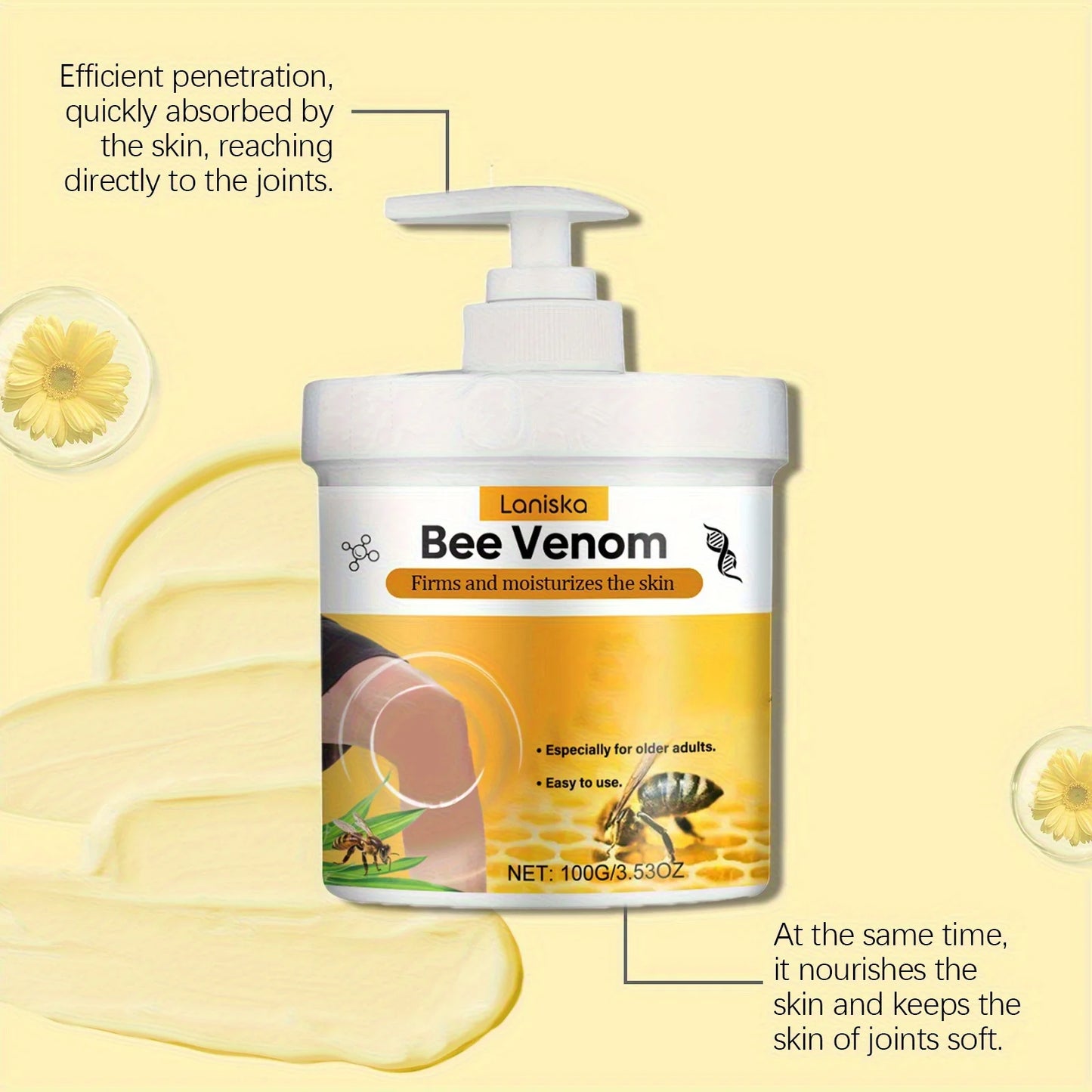 Bee Venom Joint Massage Cream Turmeric Arnica Hydrates Skin
