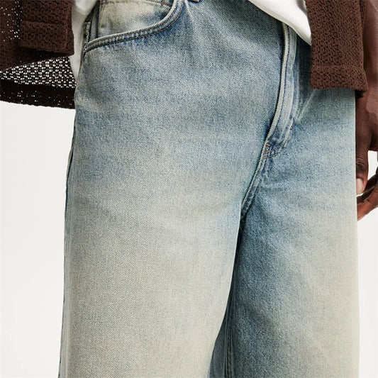 Men's Vintage Washed Denim Shorts With Relaxed Fit For Summer