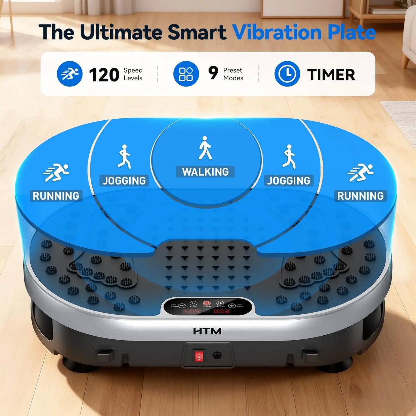 HTM Vibration Plate Exercise Machine With 120 Speeds 9 Presets
