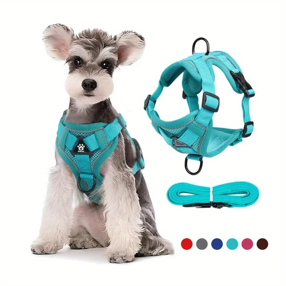 No Pull Dog Harness And Leash Set Reflective Chest Strap