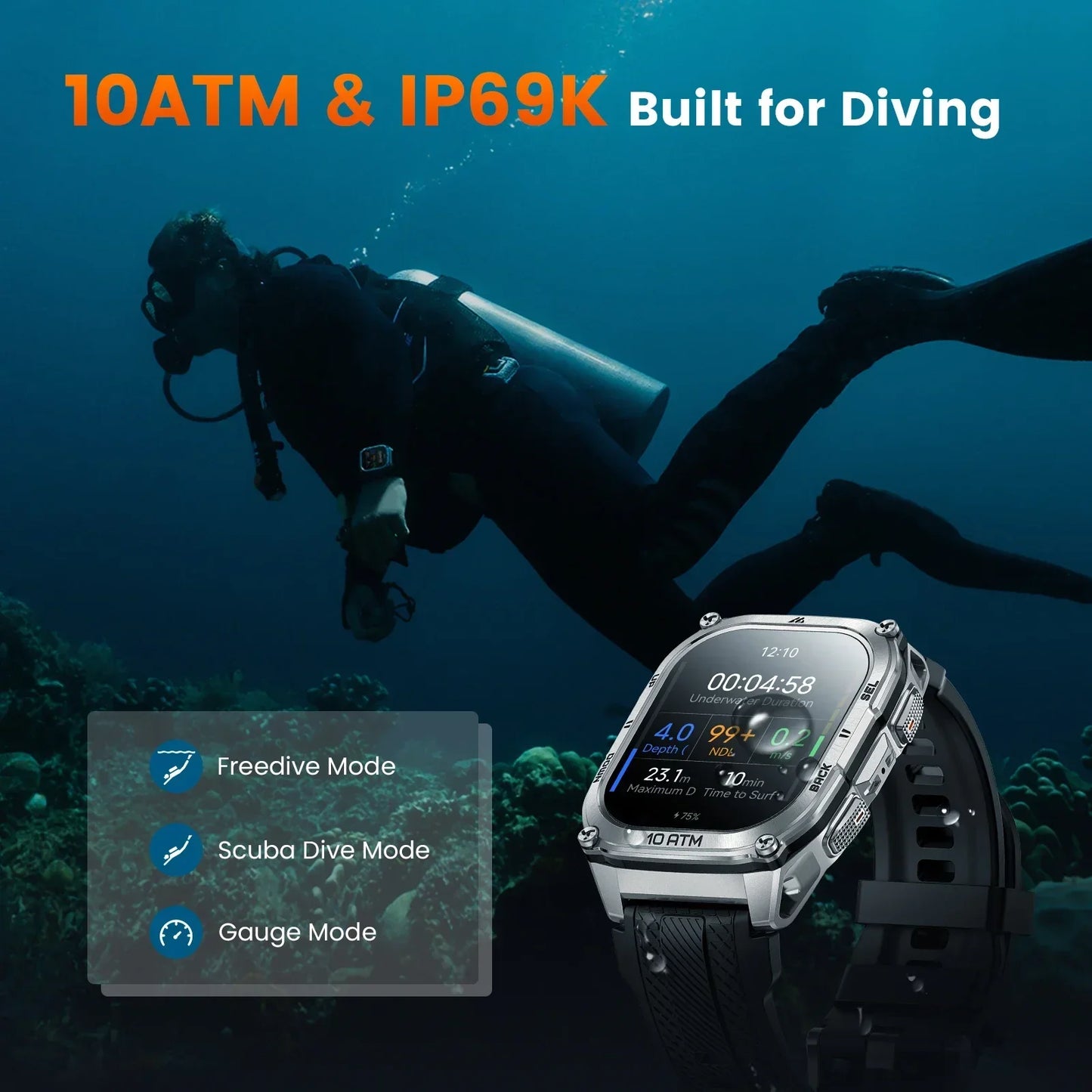 KOSPET Tank M4 Smart Watch GPS Offline Maps 10ATM Waterproof
