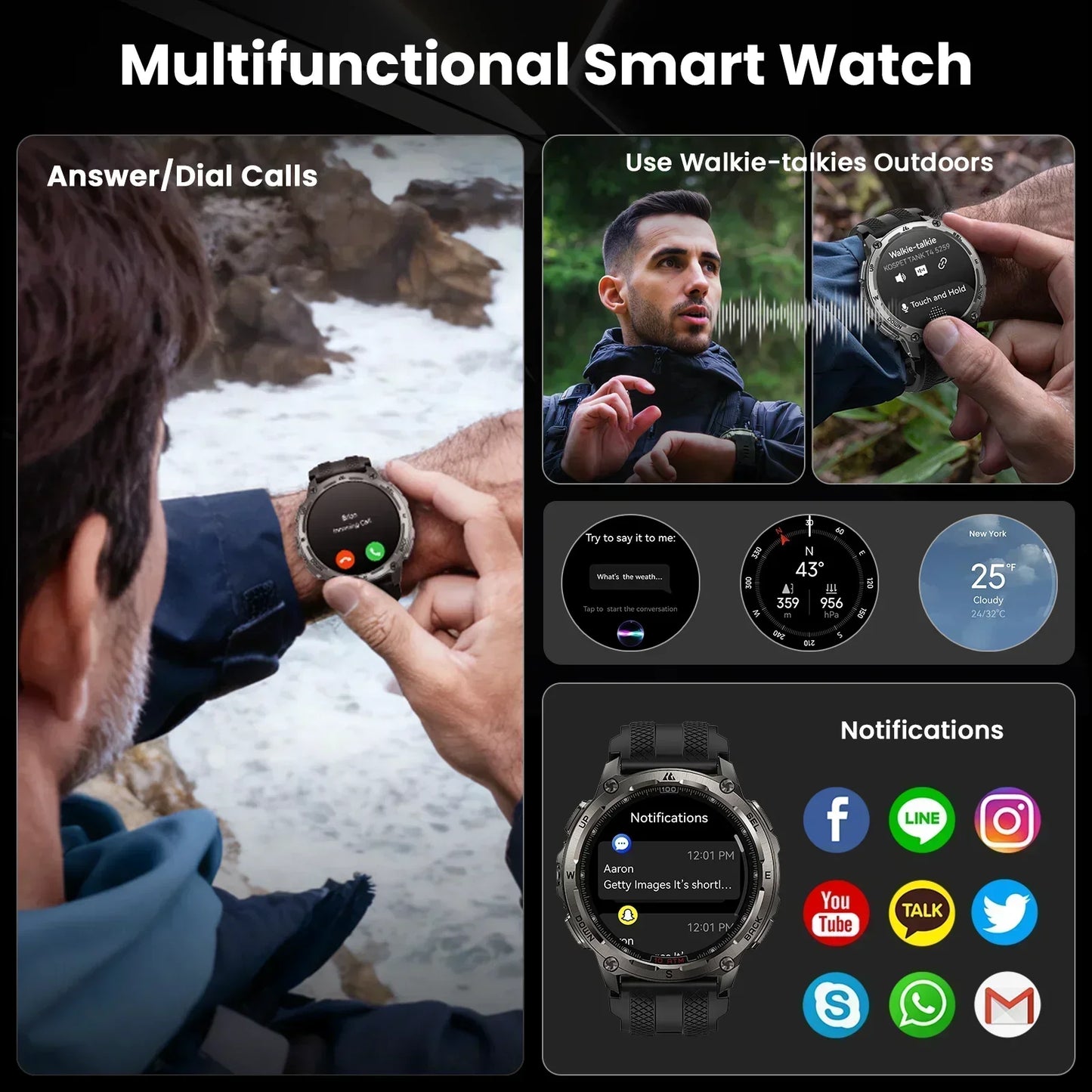 KOSPET Tank T4 Smart Watch GPS 10ATM Waterproof Heart Rate