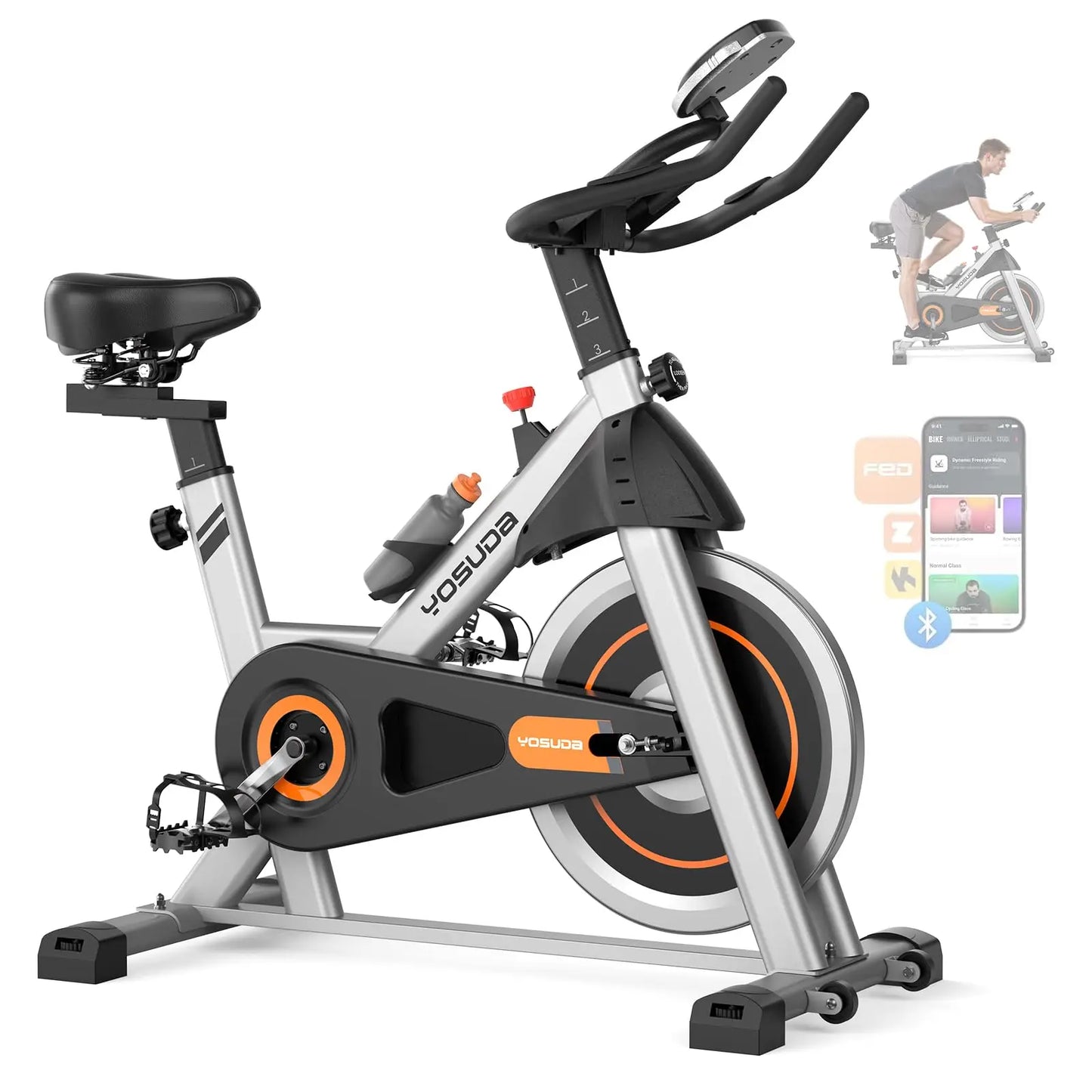 YOSUDA Exercise Bike With App Bluetooth Connectivity Magnetic Resistance