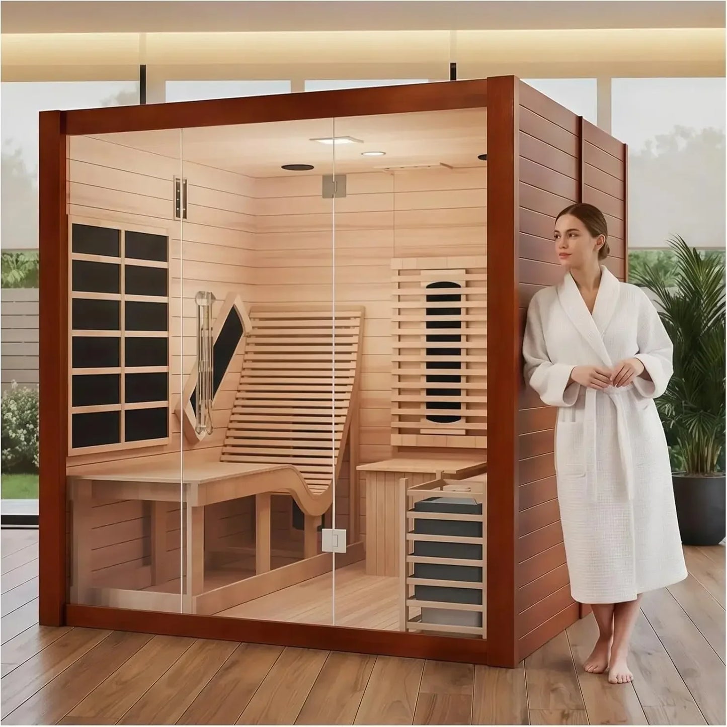 ZONEMEL Indoor Hybrid Sauna With Recliner for Two to Three