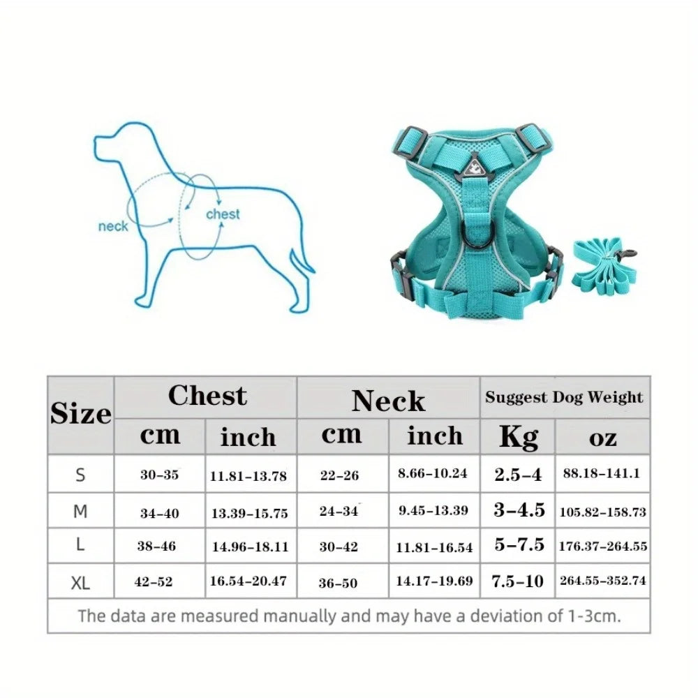 No Pull Dog Harness And Leash Set Reflective Chest Strap