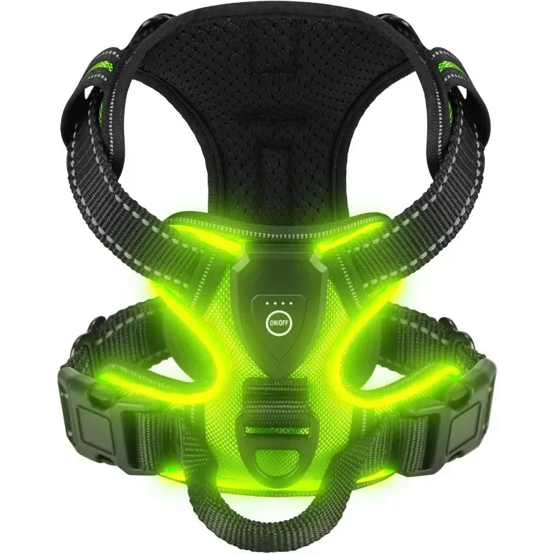 Rechargeable LED Luminous Dog Harness No Pull Adjustable Vest