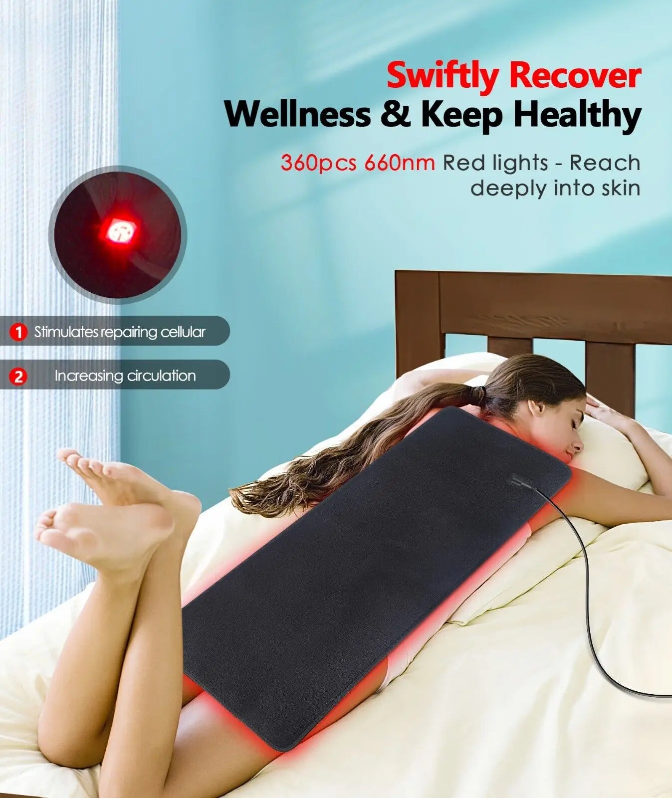 Red Light Therapy Pad Infrared LED Mat Body Pain Relief