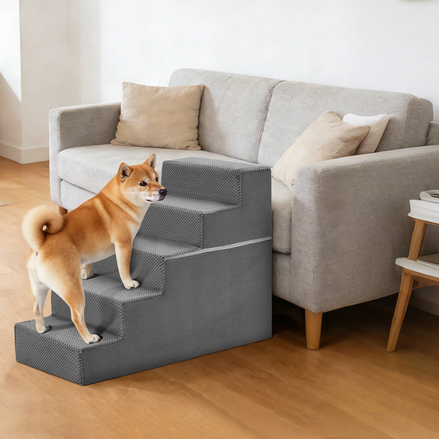 Durable Foam Dog Staircase 3 to 5 Step Right Angled