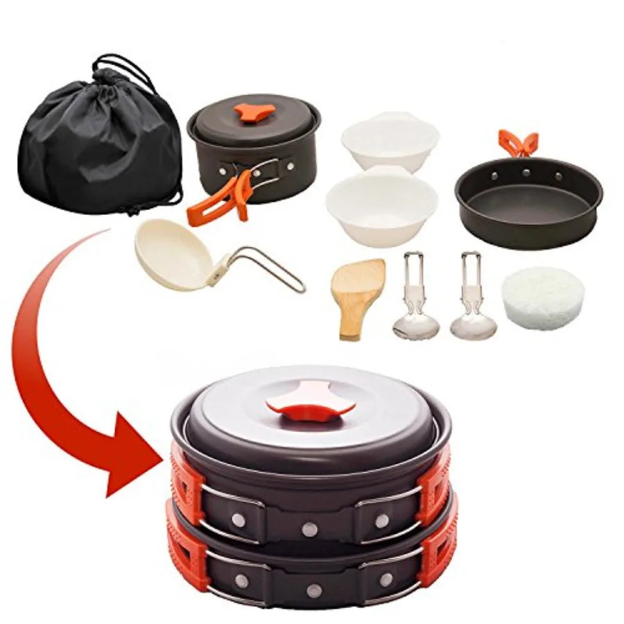Voyage Living Lightweight Camping Cookware Set Nonstick Pots Pans Utensils
