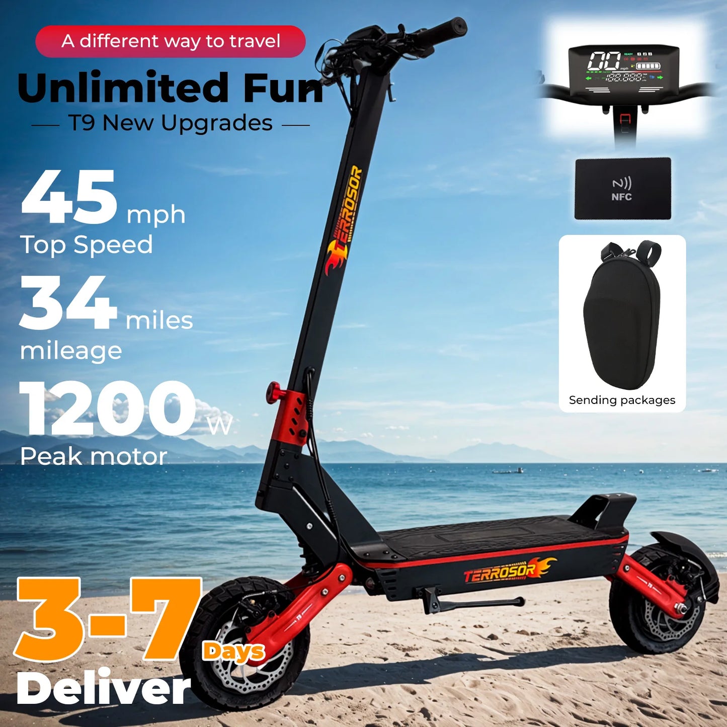 LELEKUAI Electric Scooter For Adults T9 1200W Motor 28 MPH