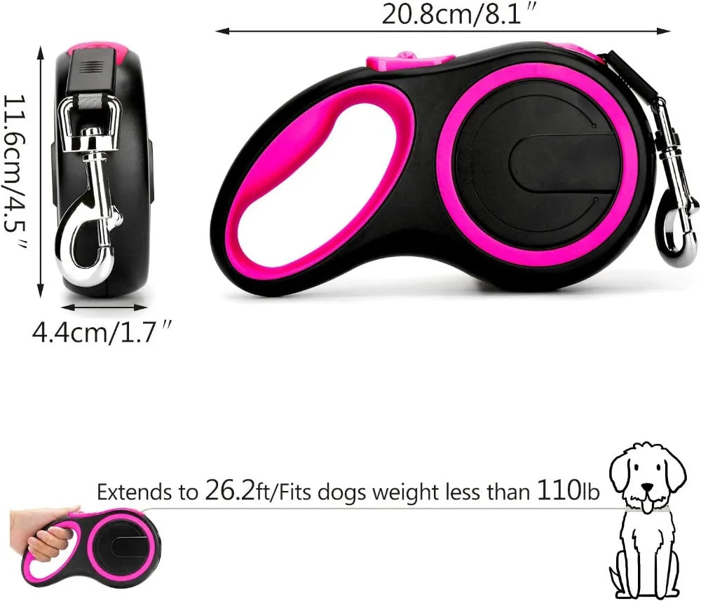 Retractable Dog Leash With Brake Lock Nylon Tape Heavy Duty
