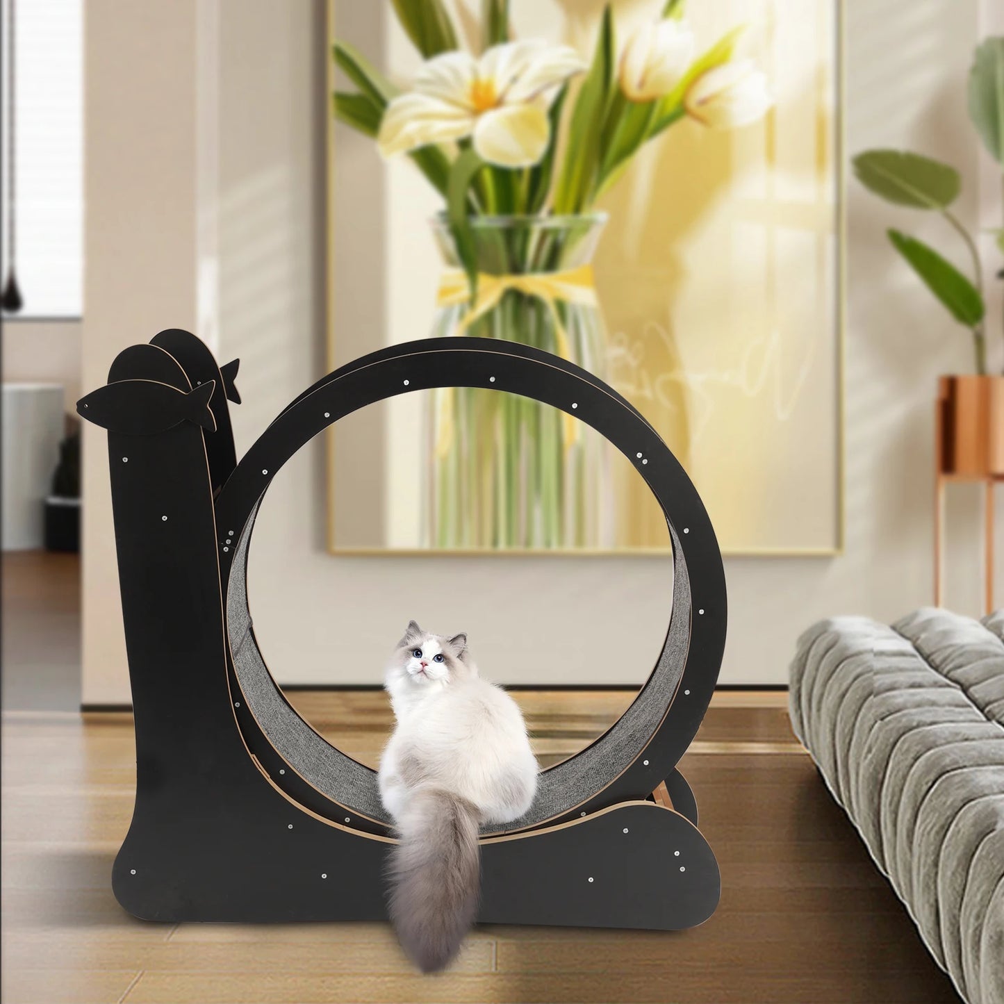 Cat Exercise Wheel With Carpeted Runway Fitness Toy For Cats