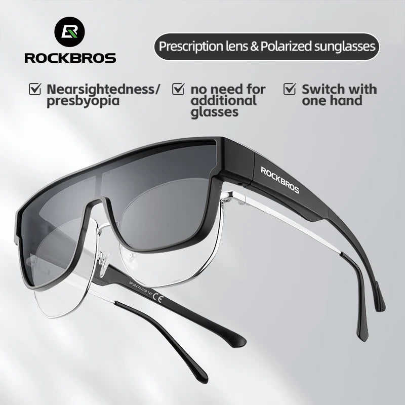 ROCKBROS Polarized Cycling Glasses UV400 Myopia Dual Wear Sunglasses