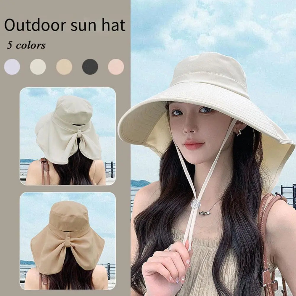 Outdoor UV Neck Flap Fisherman Wide Brim Sun Hat Unisex