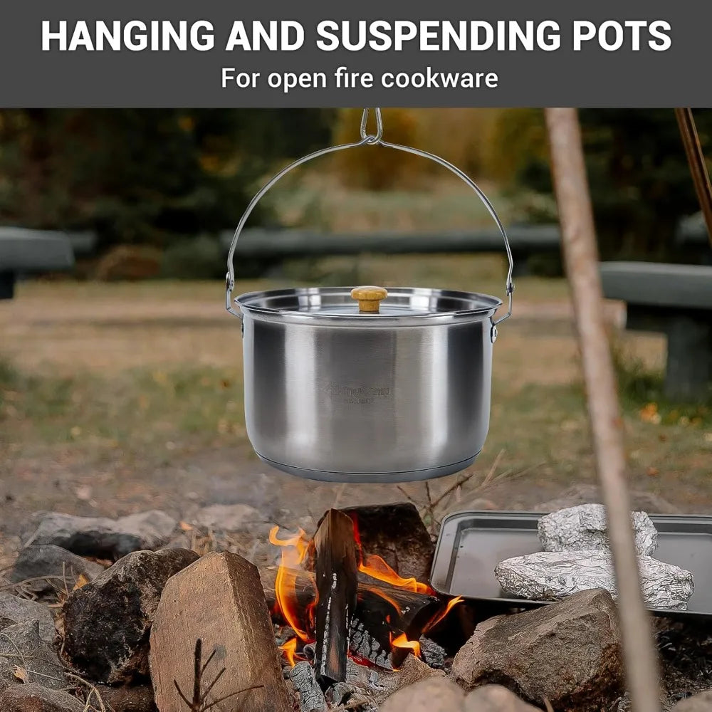 304 Stainless Steel Camping Cookware Set With Travel Tote Bag