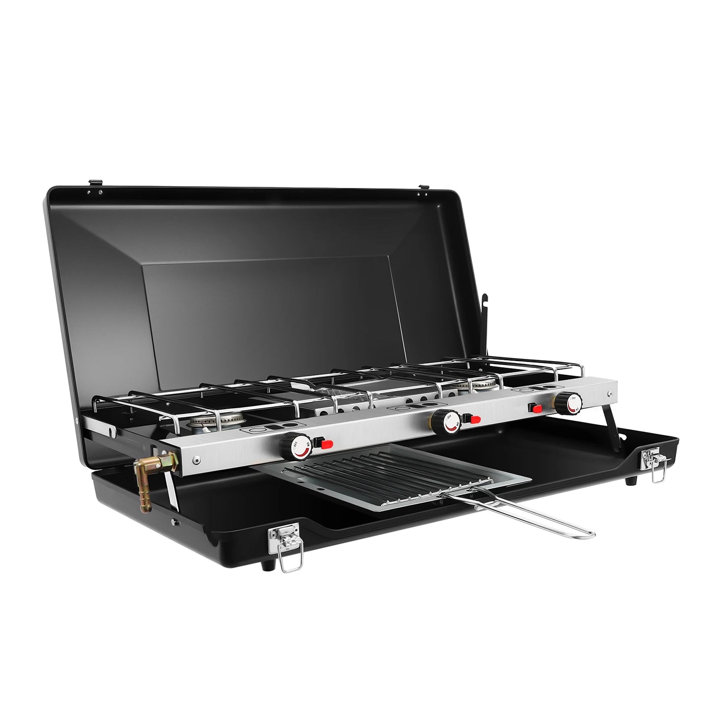 Portable Gas Camping Stove With Piezo Ignition 3 Burners 4.5KW