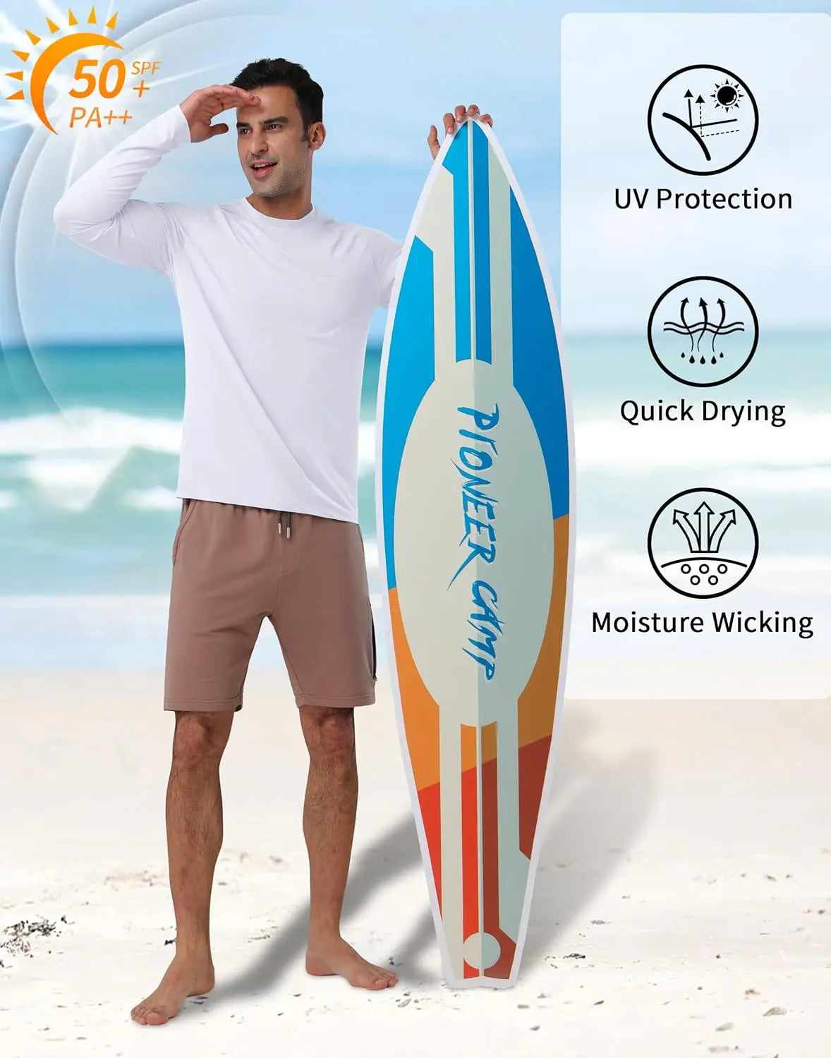 Pioneer Camp Men's UPF50 Rash Guard Long Sleeve Shirt