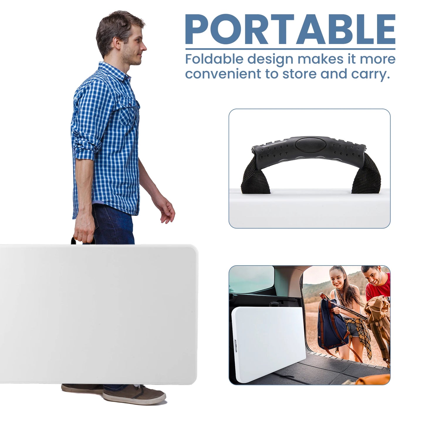 JHK Portable Folding Table With Carrying Handle And Safety Lock