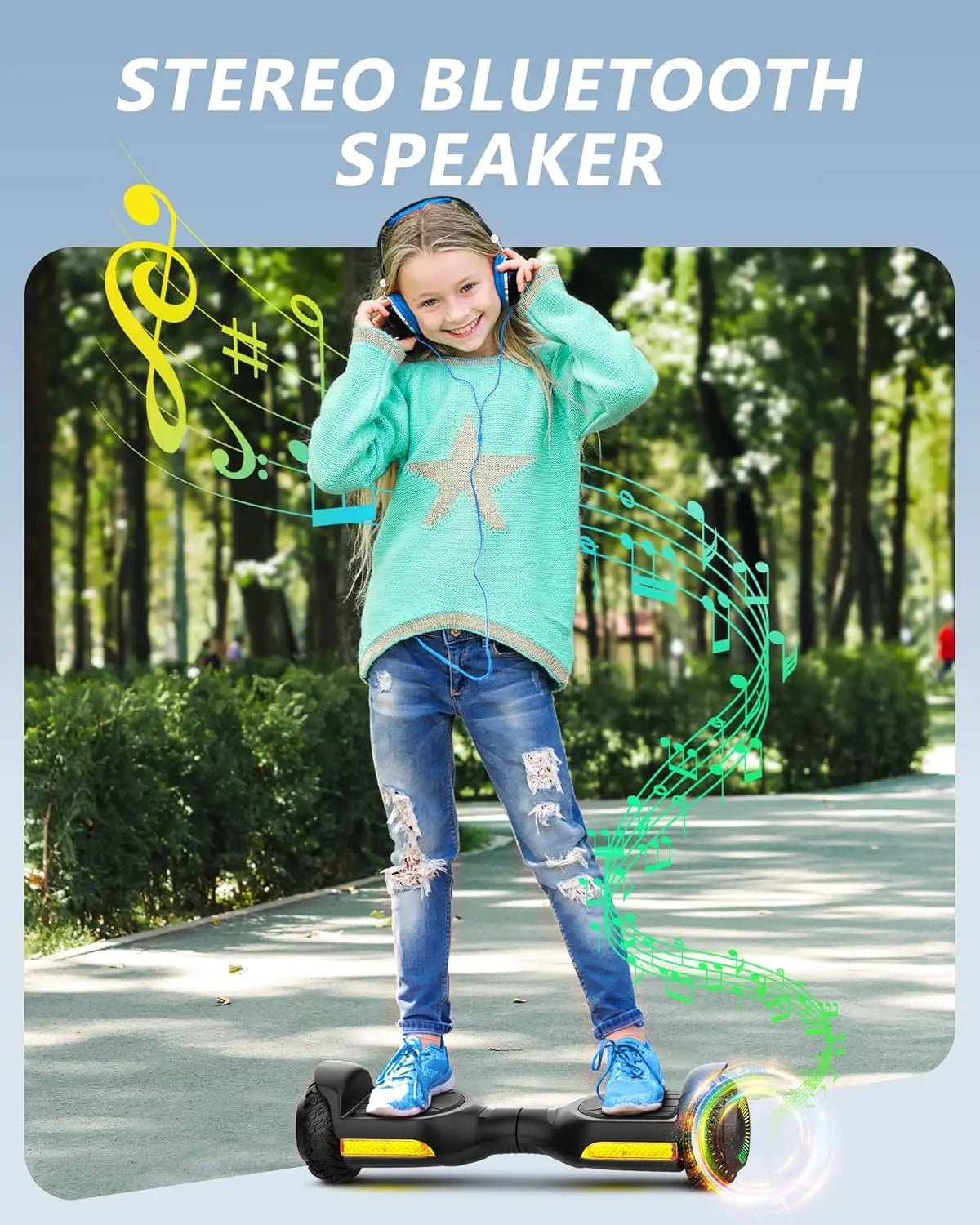 All Terrain Self Balancing Electric Scooter With Led Lights Bluetooth