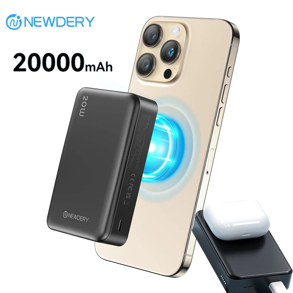 NEWDERY Magnetic Wireless Power Bank PD 20W iPhone and AirPods