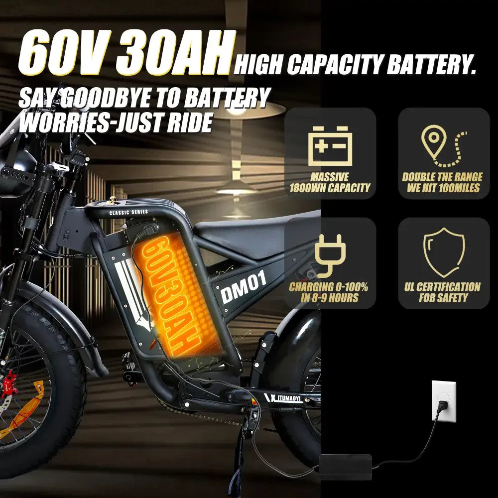 Baolujie DM01 Electric Motorcycle 2000W Ebike 60V Battery