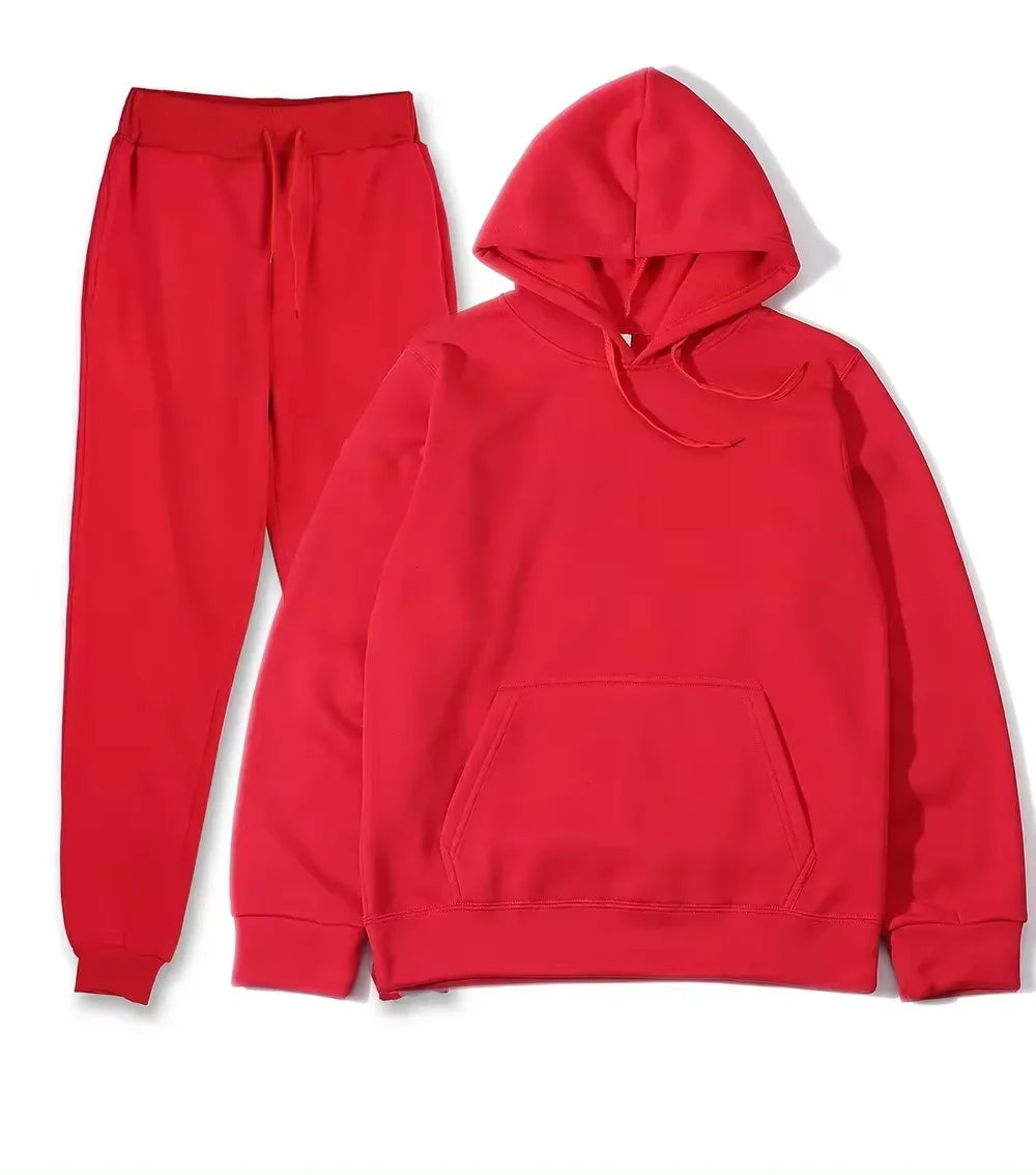 Women Winter Tracksuit Two Piece Set Hooded Sweatshirt And Trousers