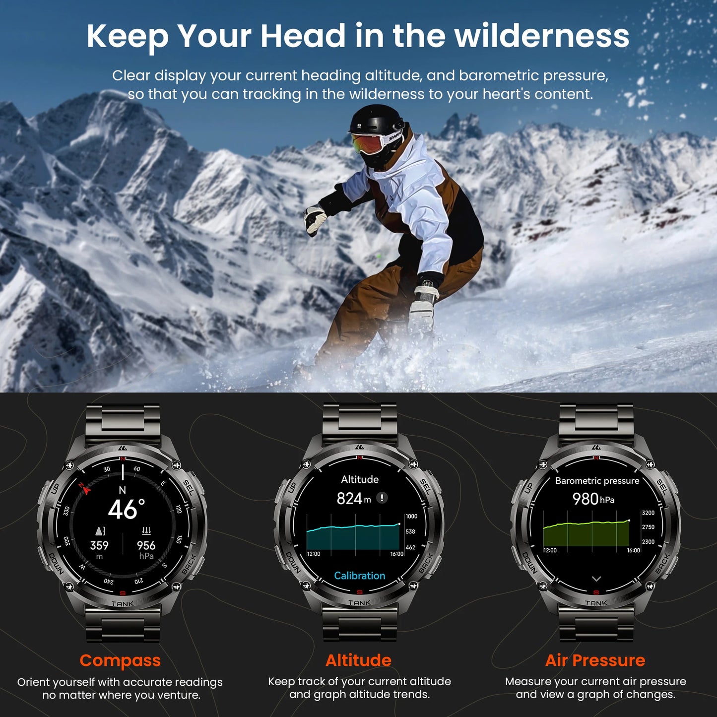 KOSPET Tank T3 Ultra 2 GPS Smartwatch With Barometer Altimeter