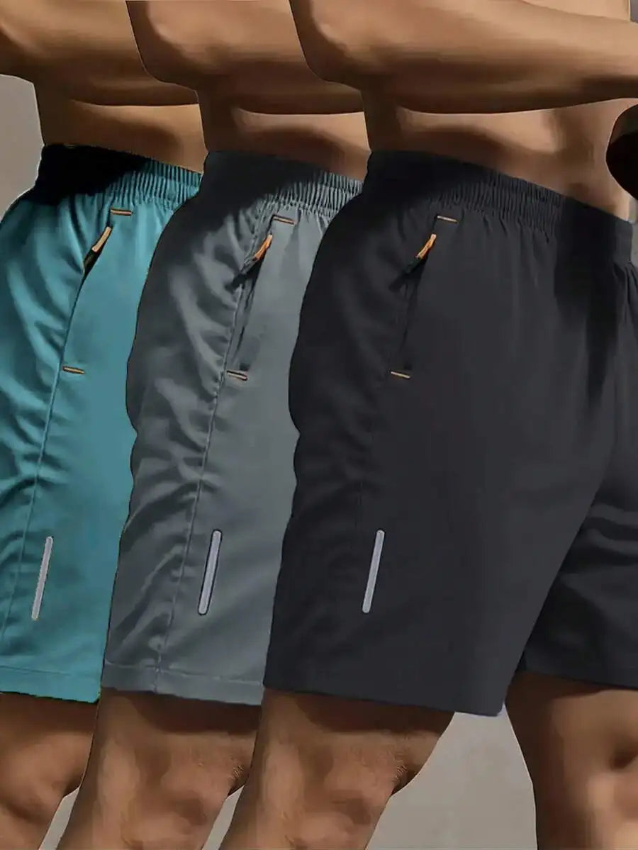 Men's Summer Drawstring Sports Shorts Breathable Quick Dry Zipper Pockets