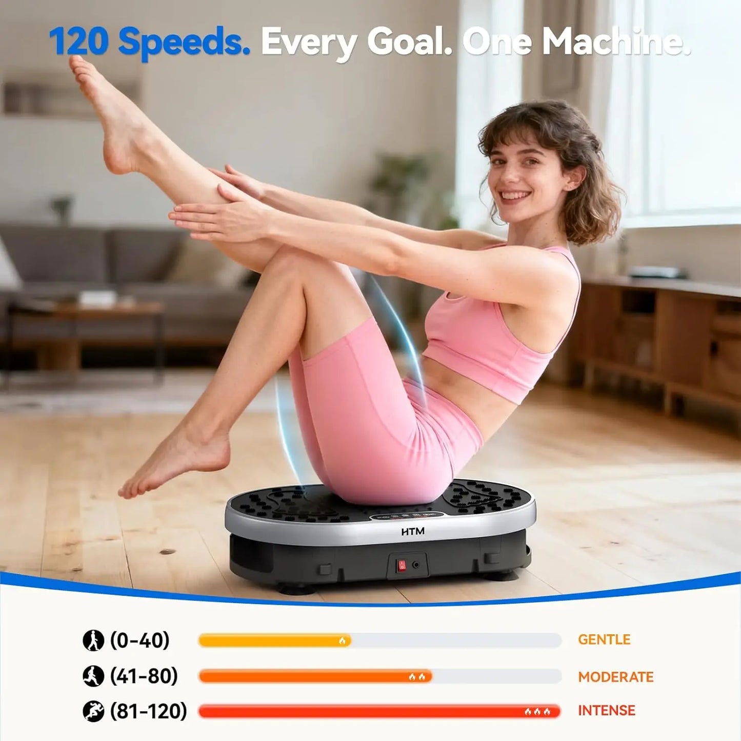 HTM Vibration Plate Exercise Machine With 120 Speeds 9 Presets