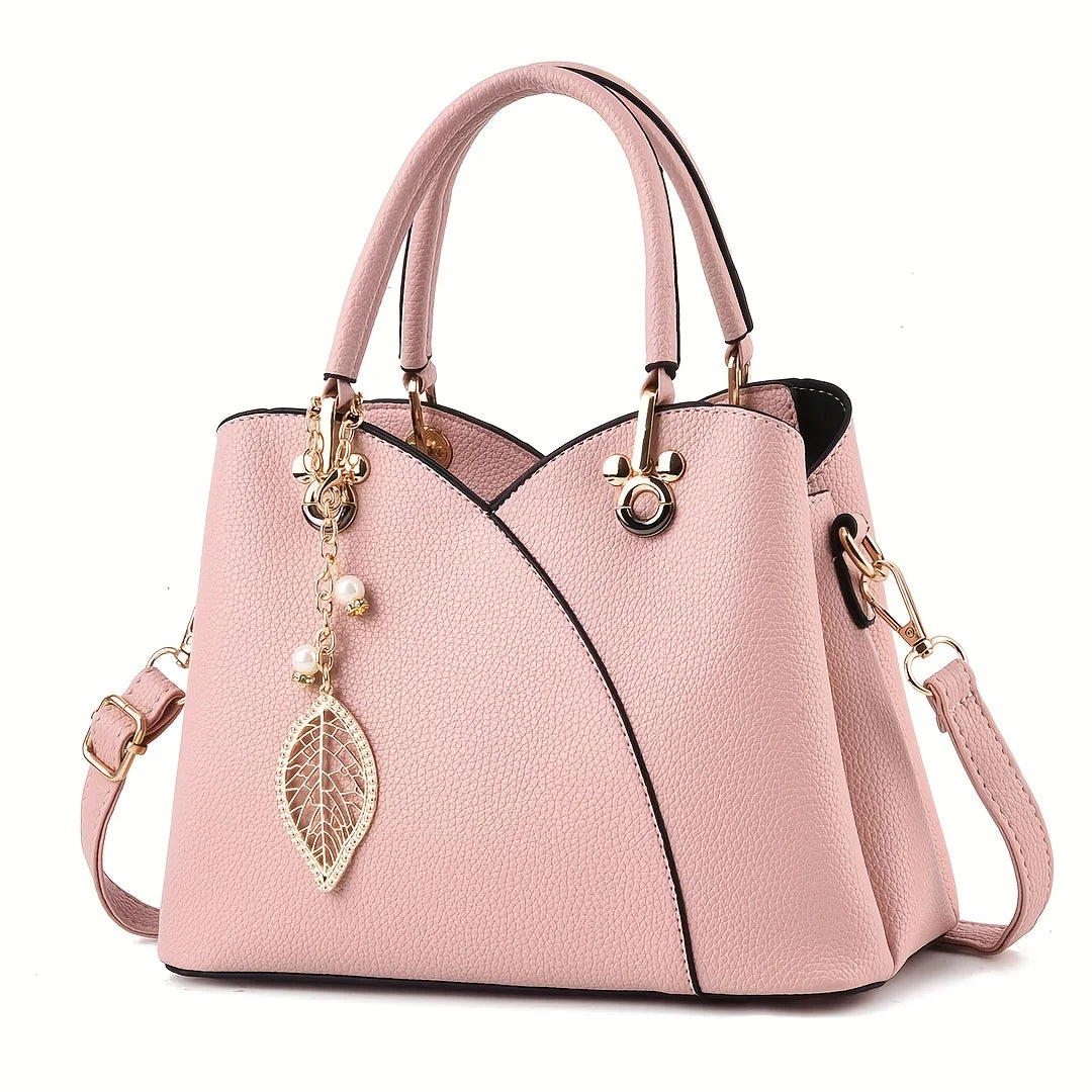 Lychee Patterned PU Leather Handbag For Women Everyday Use