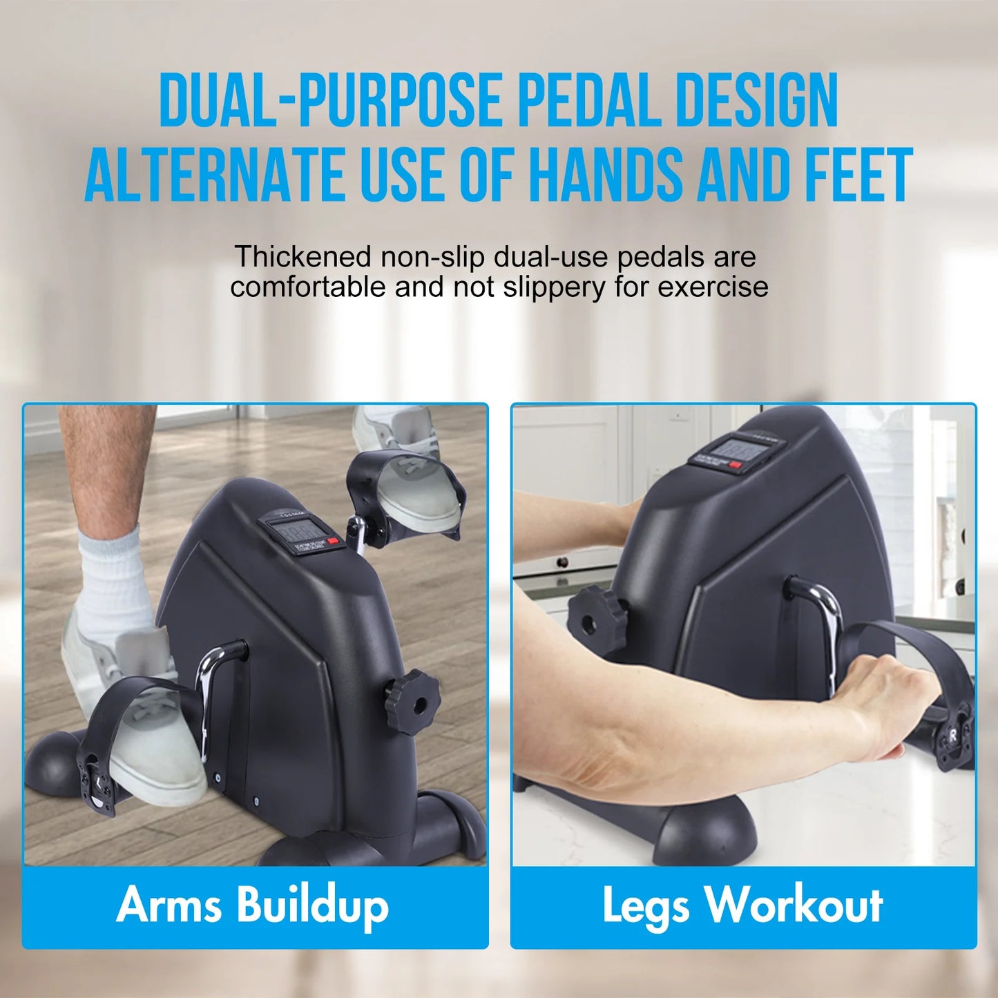 Mini Under Desk Pedal Exerciser With LCD Screen For Leg And Arm Rehab
