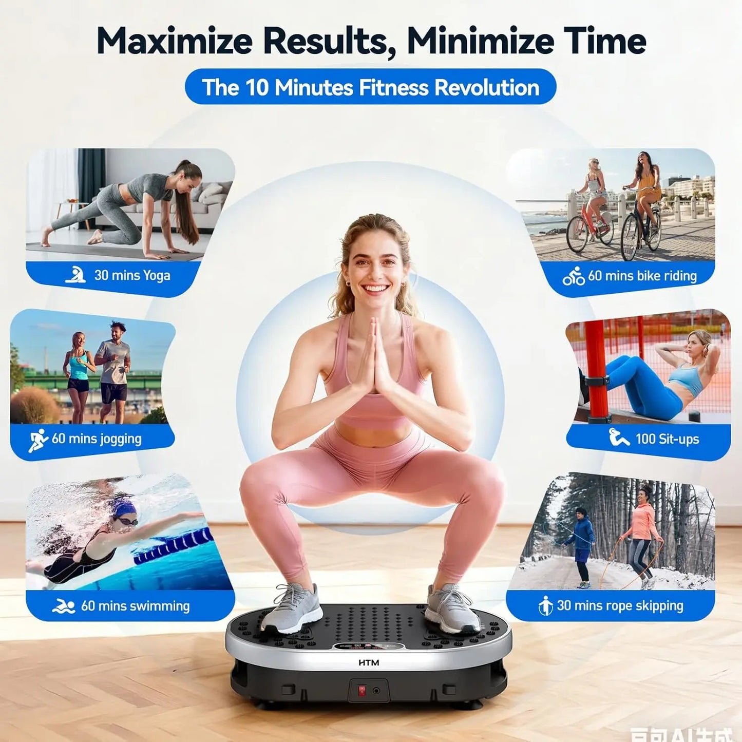 HTM Vibration Plate Exercise Machine With 120 Speeds 9 Presets