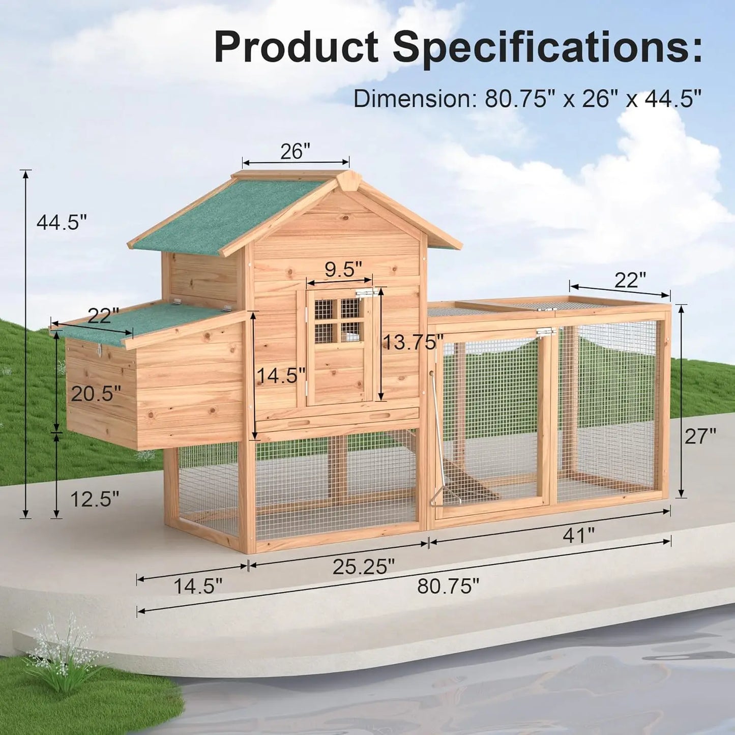 Weatherproof Outdoor Wooden Chicken Coop For 2-4 Chickens