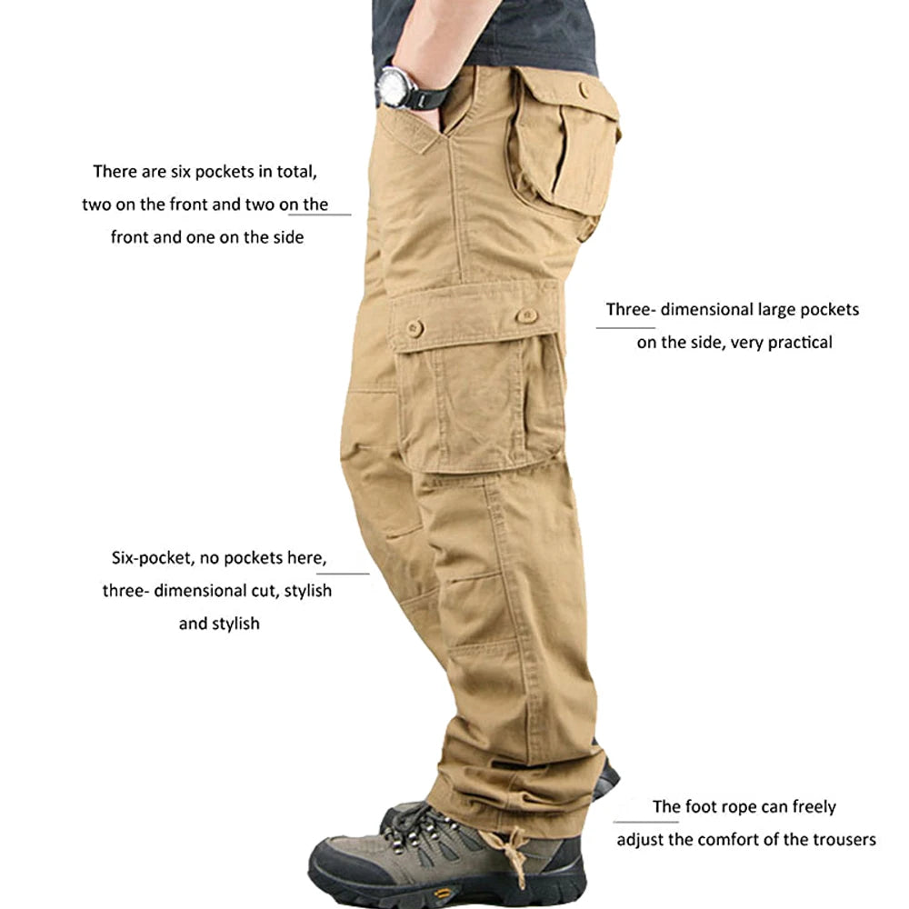 Six Pocket Men's Cargo Pants 100 Percent Cotton Work Trousers
