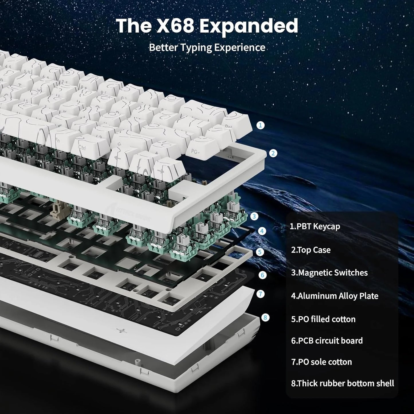 Attack Shark X68 HE Rapid Trigger Keyboard With RGB Lighting