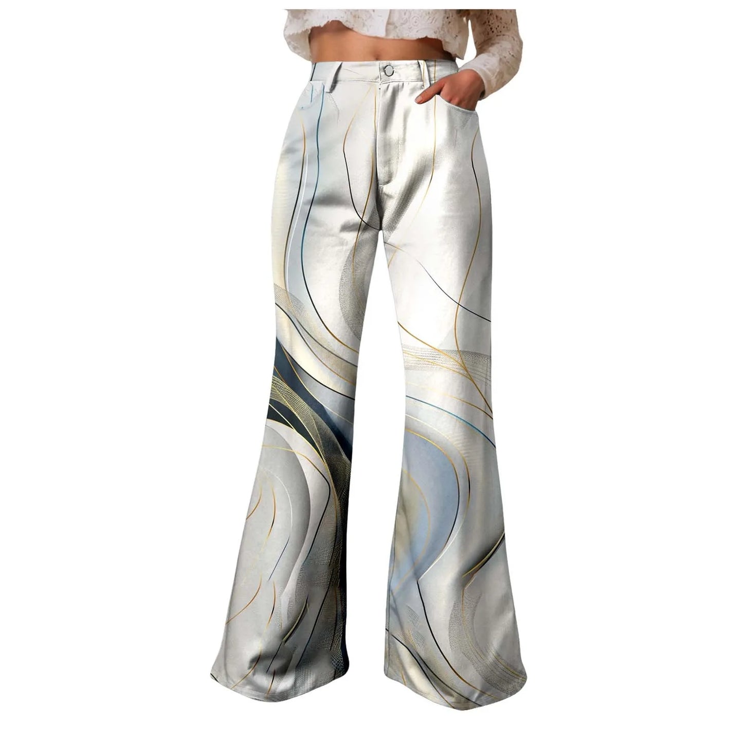 Women Baggy High Waist Wide Leg Jeans Washed Denim