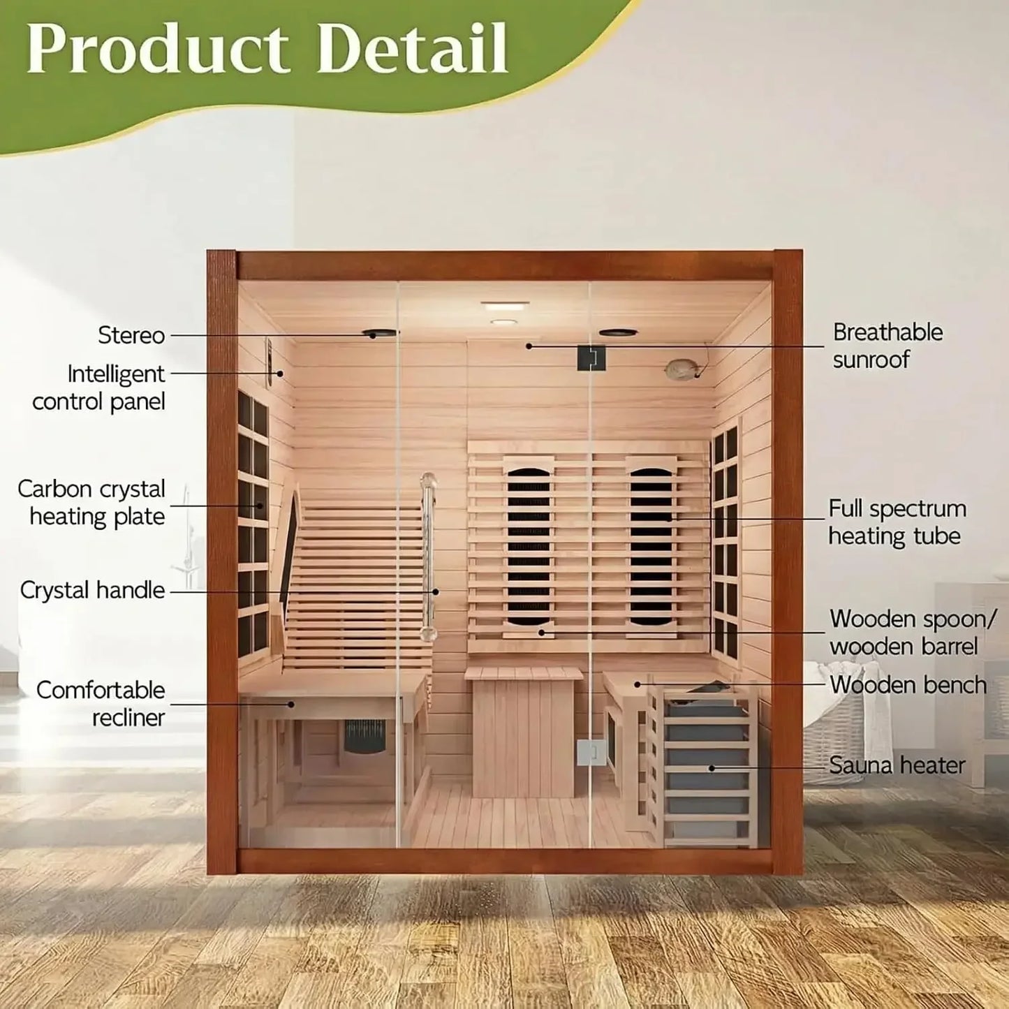 ZONEMEL Indoor Hybrid Sauna With Recliner for Two to Three