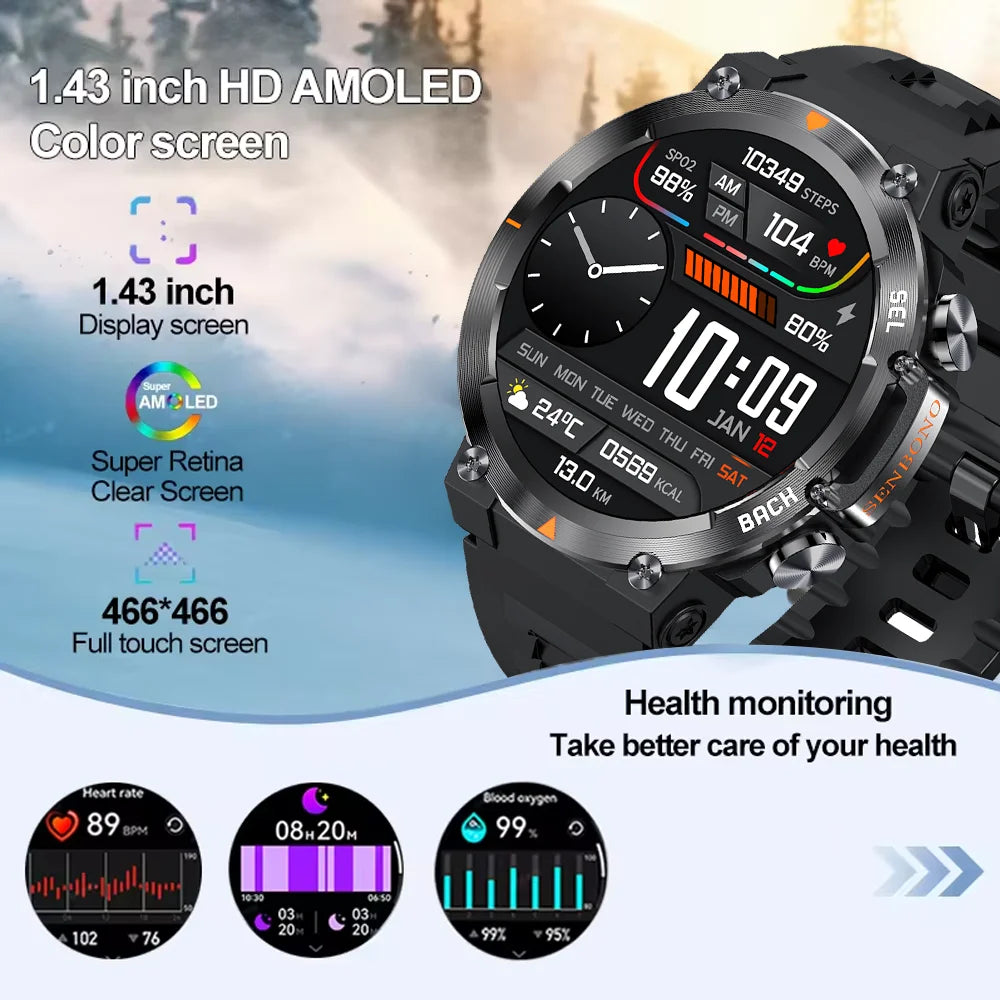Senbono Max18 Smart Watch With AMOLED Screen And Bluetooth Call