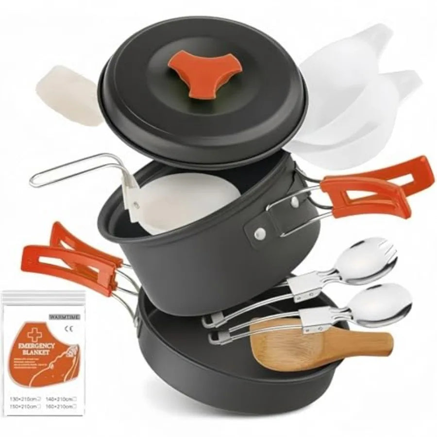 Voyage Living Lightweight Camping Cookware Set Nonstick Pots Pans Utensils