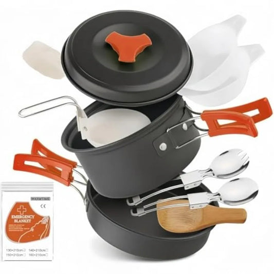 Voyage Living Lightweight Camping Cookware Set Nonstick Pots Pans Utensils