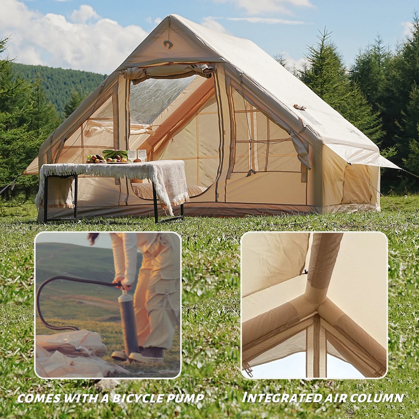 Pakicetus Inflatable Camping Tent Quick-Setup Air Frame 4-Season Shelter