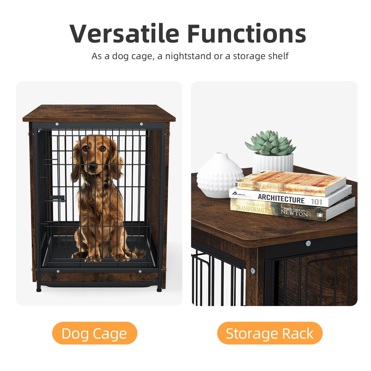 BINGOPAW Two Door Pet Cage Kennel End Table Crate Furniture