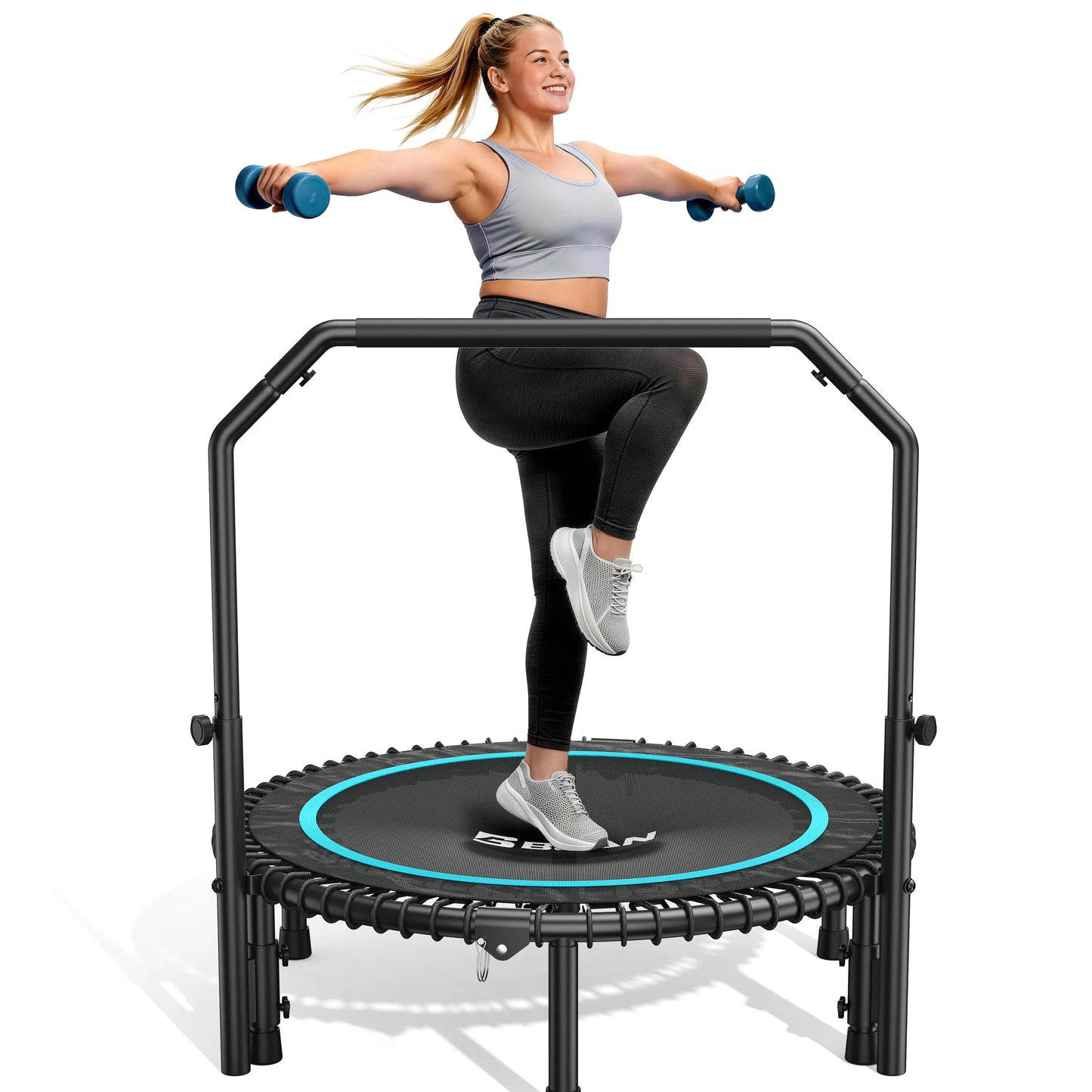 BCAN 450LBS Mini Rebounder Trampoline With Adjustable Handle