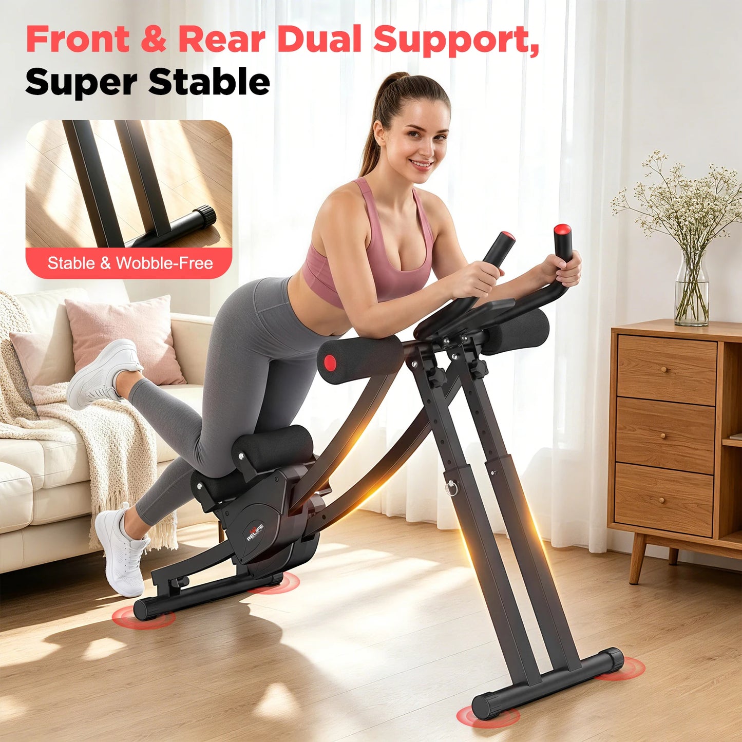 Relife Sports Dual Split Track Ab Machine Foldable Core Trainer
