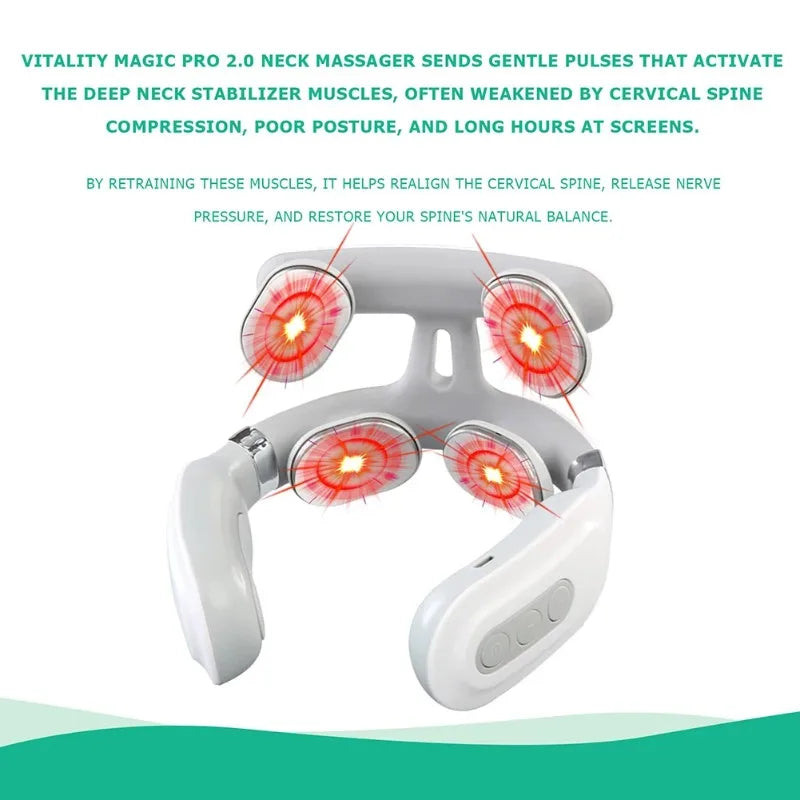 Four-Head USB Neck Massager With Heating And Breathing Light