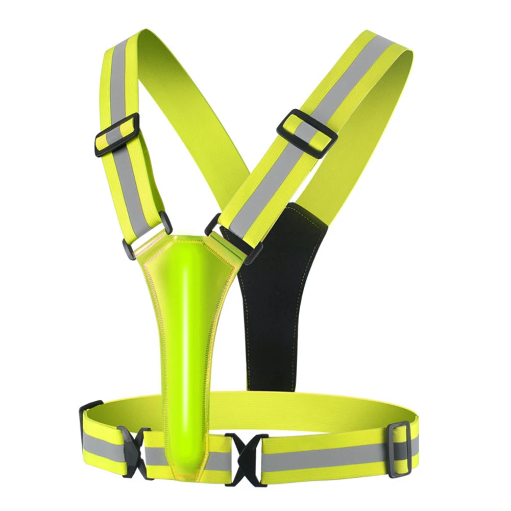 LED USB Rechargeable Reflective Security Running Vest With Adjustable Fit