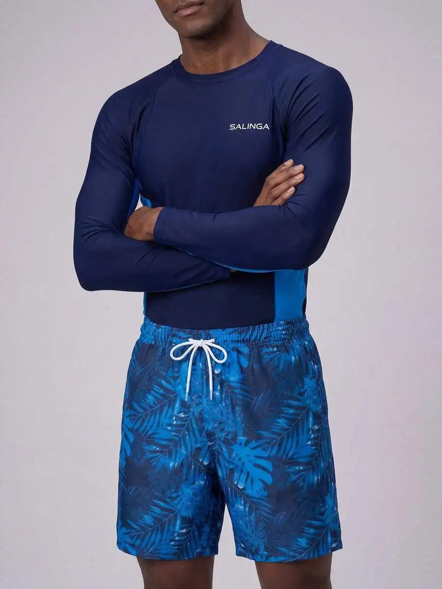 Men's Long Sleeve Rash Guard And Swim Shorts Set Active