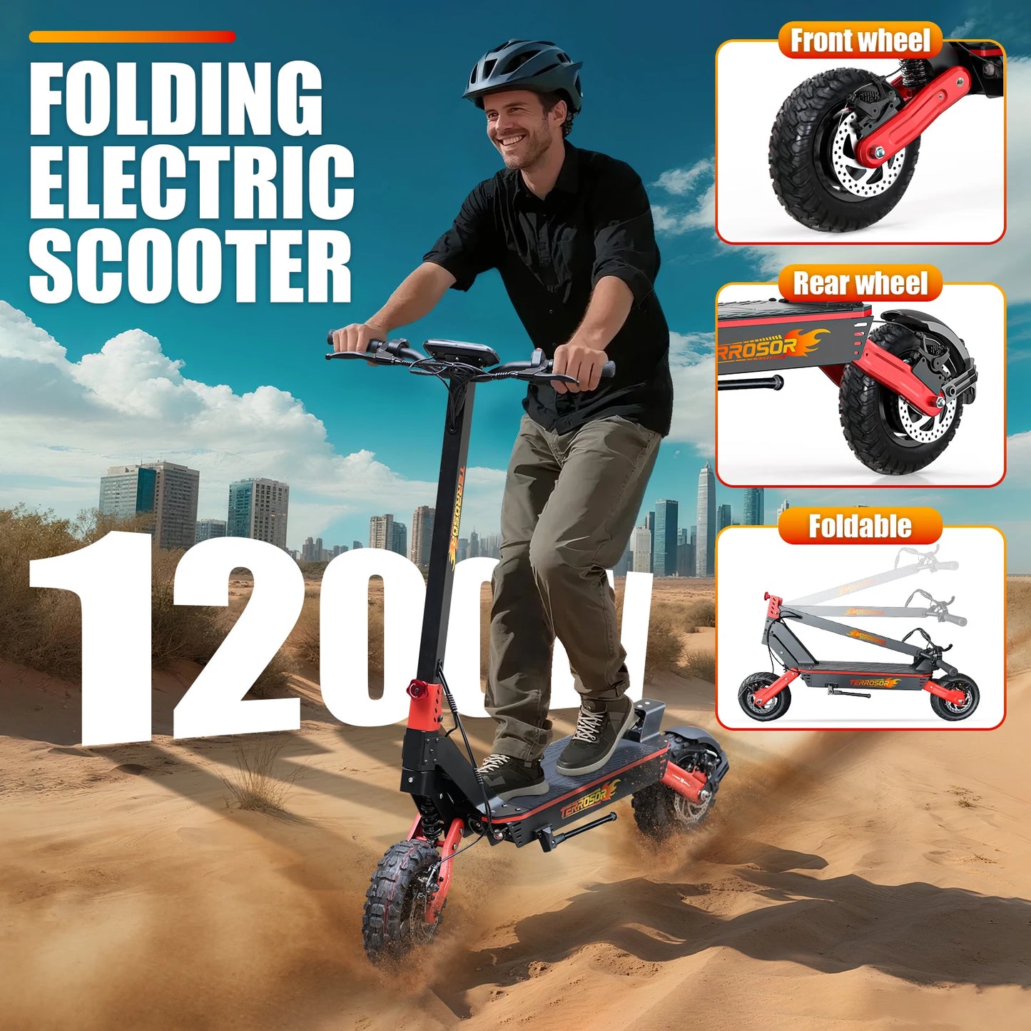 LELEKUAI Electric Scooter For Adults T9 1200W Motor 28 MPH