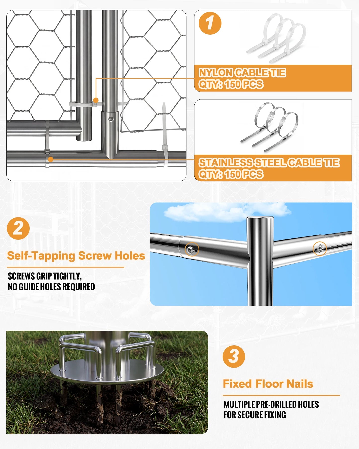Outdoor Dog Kennel With Rotating Feeder And Double Doors